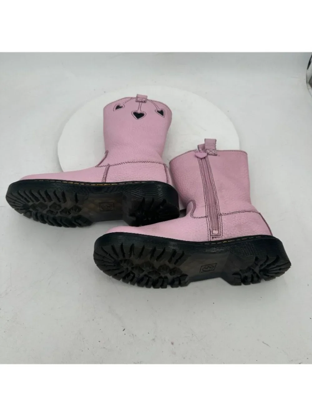 Dr Martens Bex Heart P-O Kids Girl Sz 3 Soft Pink Leather Pull On Side Zip Boot